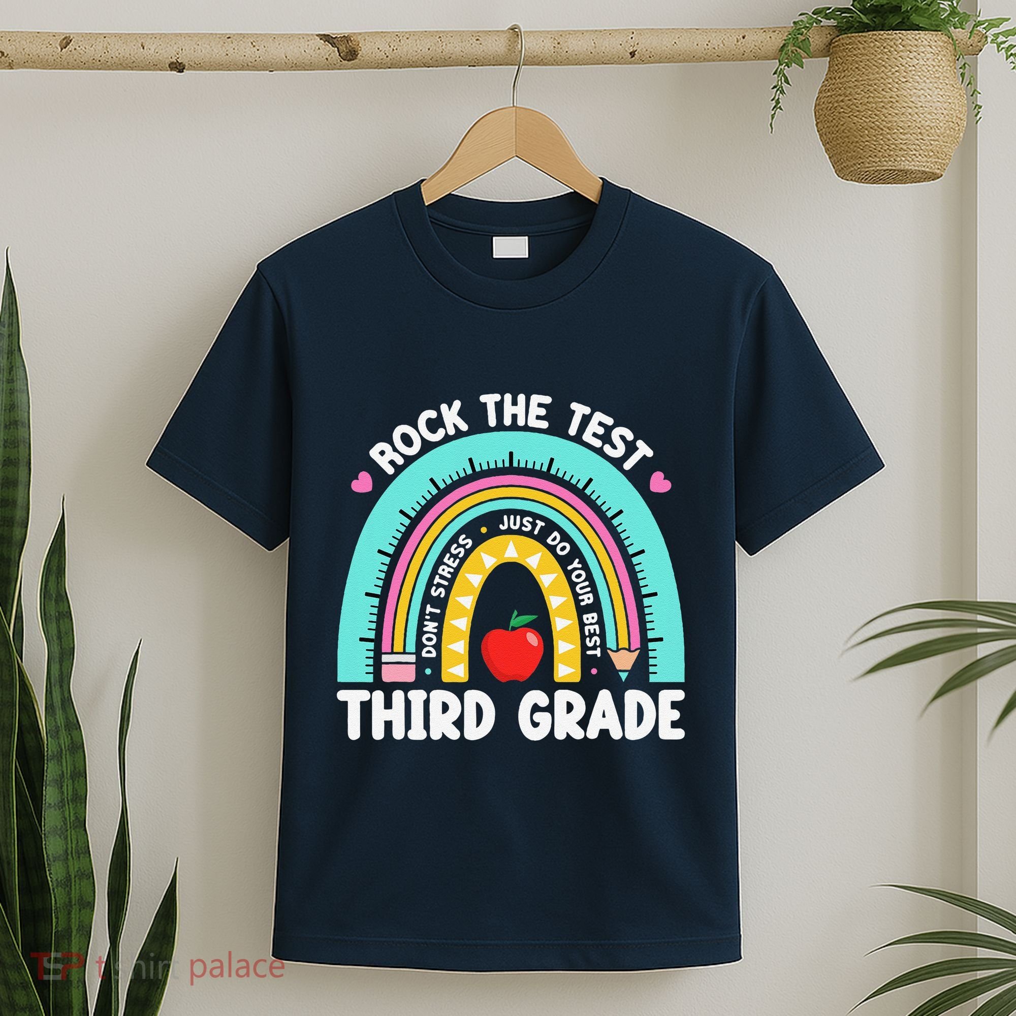 Rock The Test Day 3rd Grade Teacher Third Grade Testing Day T-Shirt