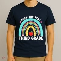 Rock The Test Day 3rd Grade Teacher Third Grade Testing Day T-Shirt thumb 3