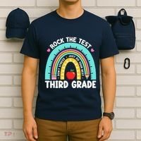 Rock The Test Day 3rd Grade Teacher Third Grade Testing Day T-Shirt thumb 6