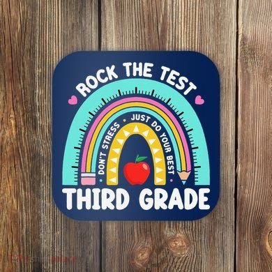 Rock The Test Day 3rd Grade Teacher Third Grade Testing Day Coaster