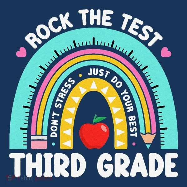 Rock The Test Day 3rd Grade Teacher Third Grade Testing Day Women's Hoodie