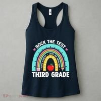 Rock The Test Day 3rd Grade Teacher Third Grade Testing Day Women's Tank Top thumb 3