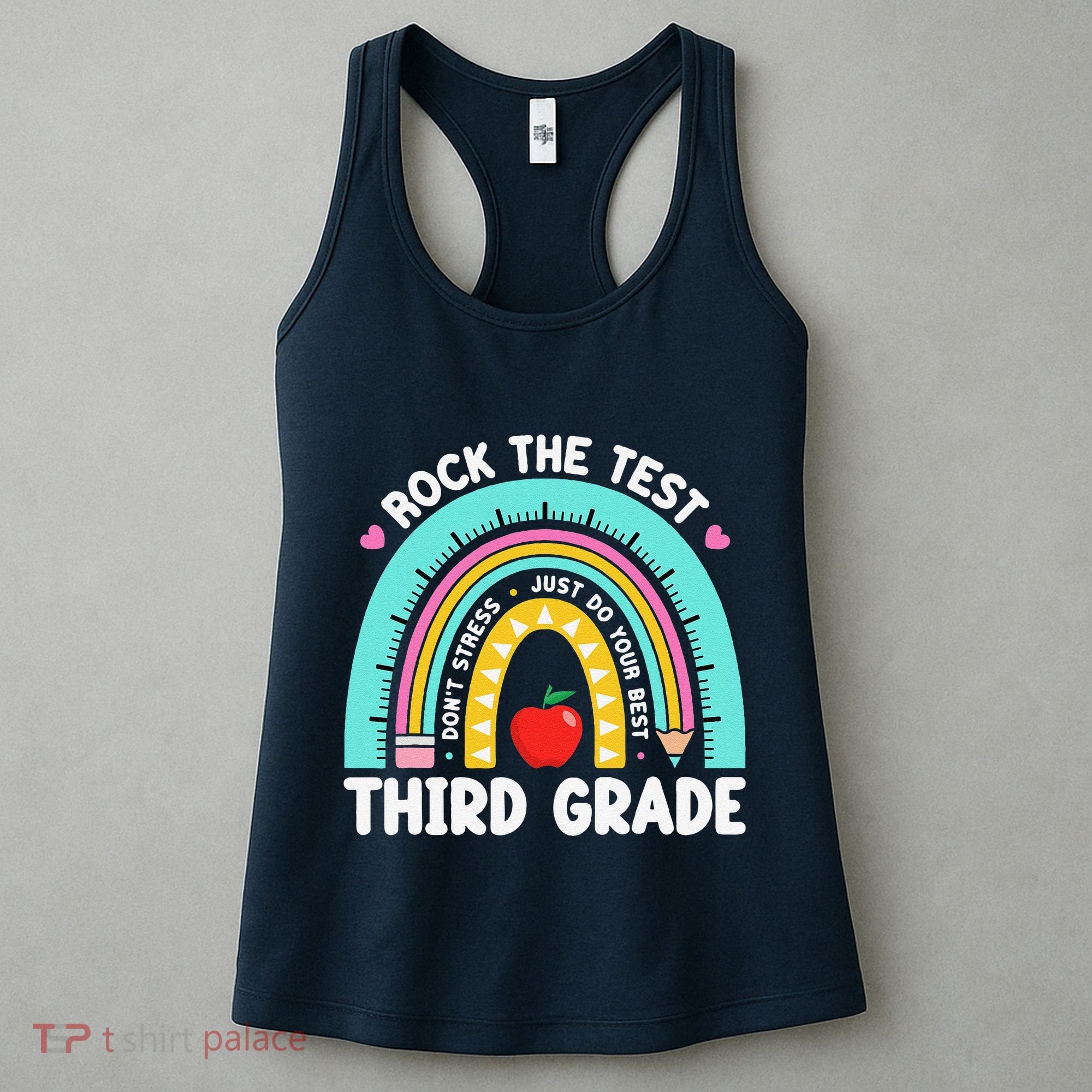 Rock The Test Day 3rd Grade Teacher Third Grade Testing Day Women's Tank Top