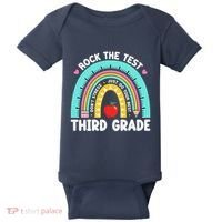 Rock The Test Day 3rd Grade Teacher Third Grade Testing Day Baby Bodysuit thumb 0