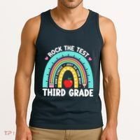 Rock The Test Day 3rd Grade Teacher Third Grade Testing Day Tank Top thumb 3