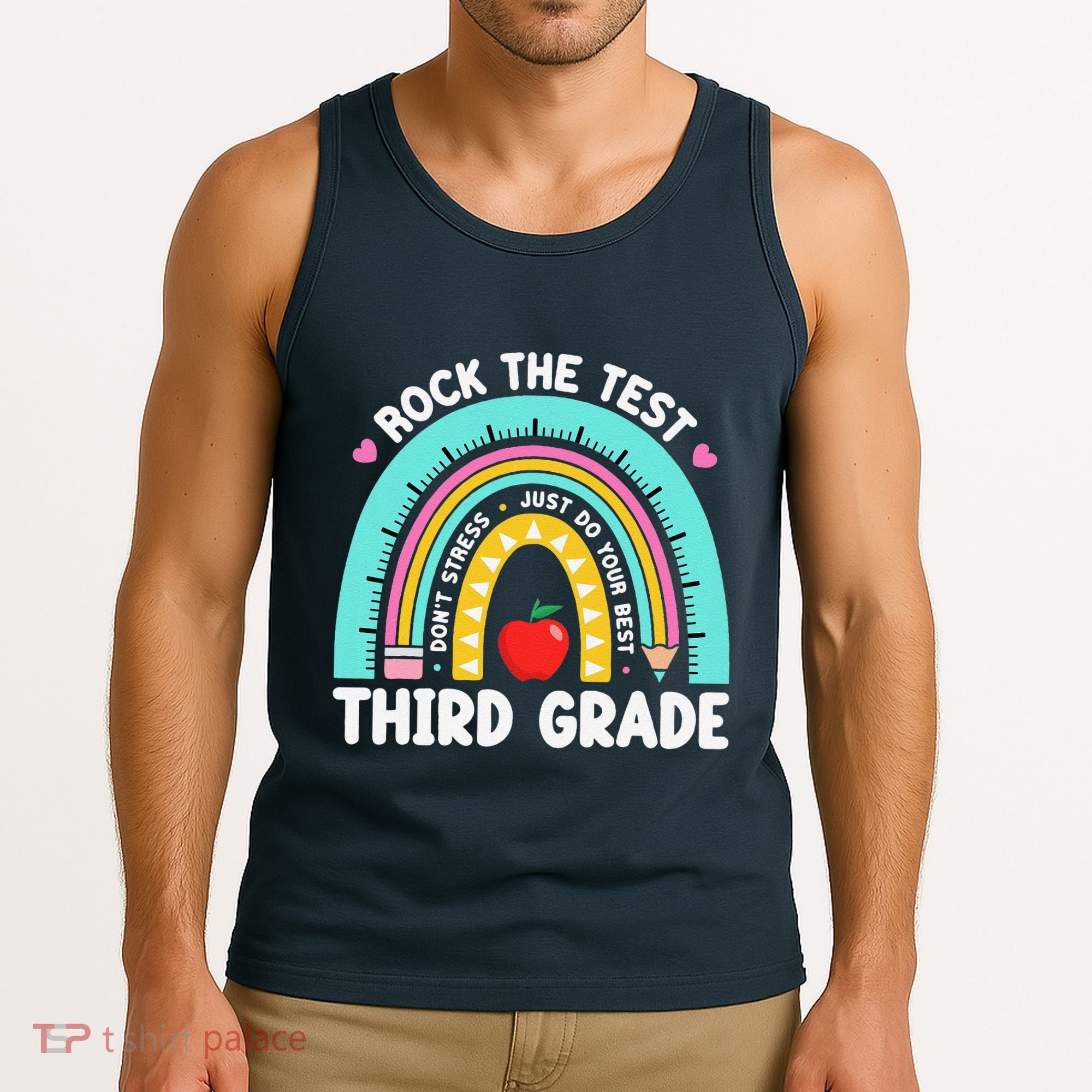 Rock The Test Day 3rd Grade Teacher Third Grade Testing Day Tank Top