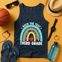 Rock The Test Day 3rd Grade Teacher Third Grade Testing Day Tank Top thumb 4