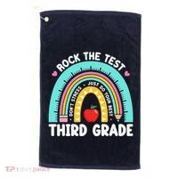 Rock The Test Day 3rd Grade Teacher Third Grade Testing Day Golf Towel thumb 0