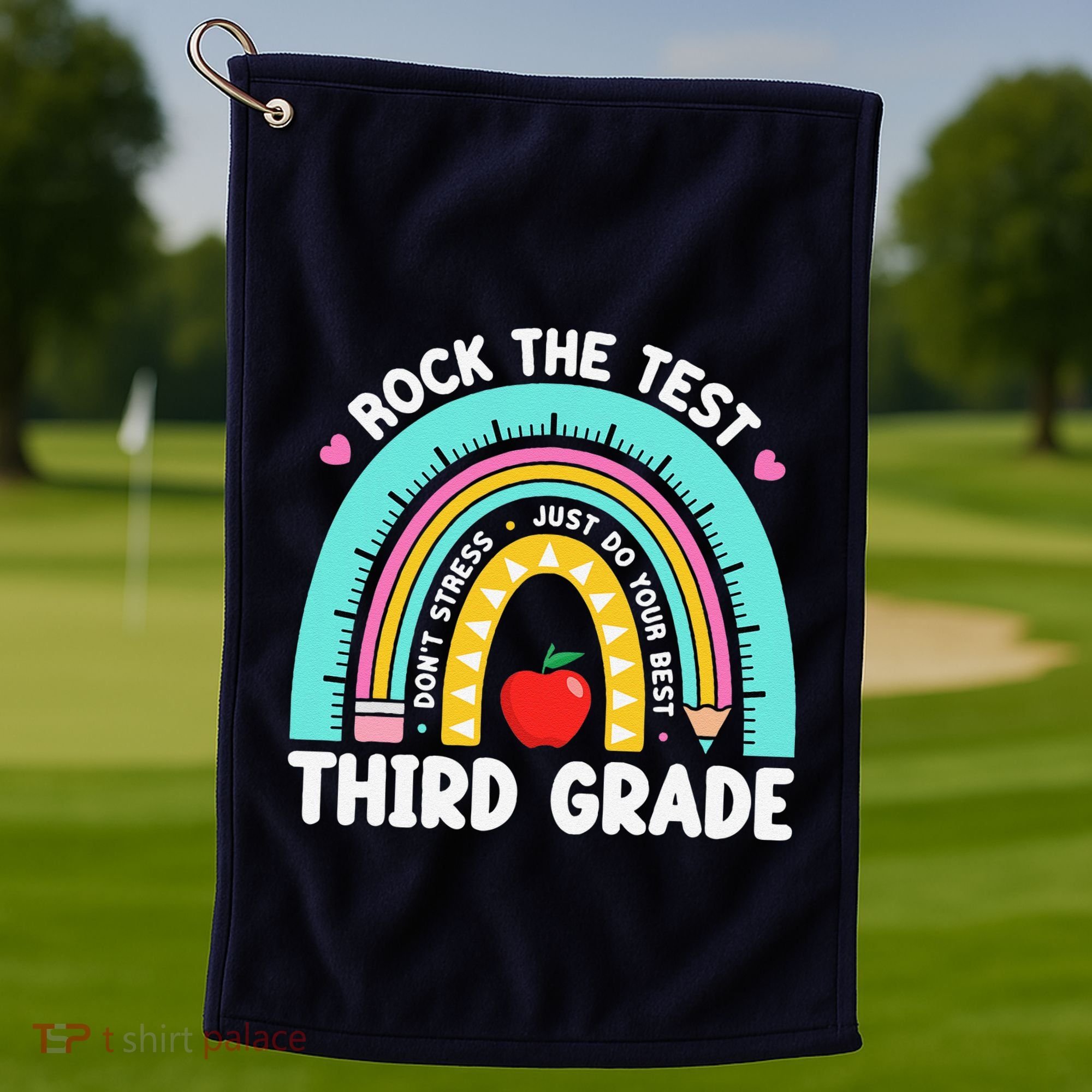 Rock The Test Day 3rd Grade Teacher Third Grade Testing Day Golf Towel