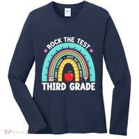 Rock The Test Day 3rd Grade Teacher Third Grade Testing Day Women's Long Sleeve Shirt thumb 0