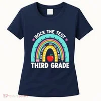 Rock The Test Day 3rd Grade Teacher Third Grade Testing Day Women's T-Shirt thumb 0