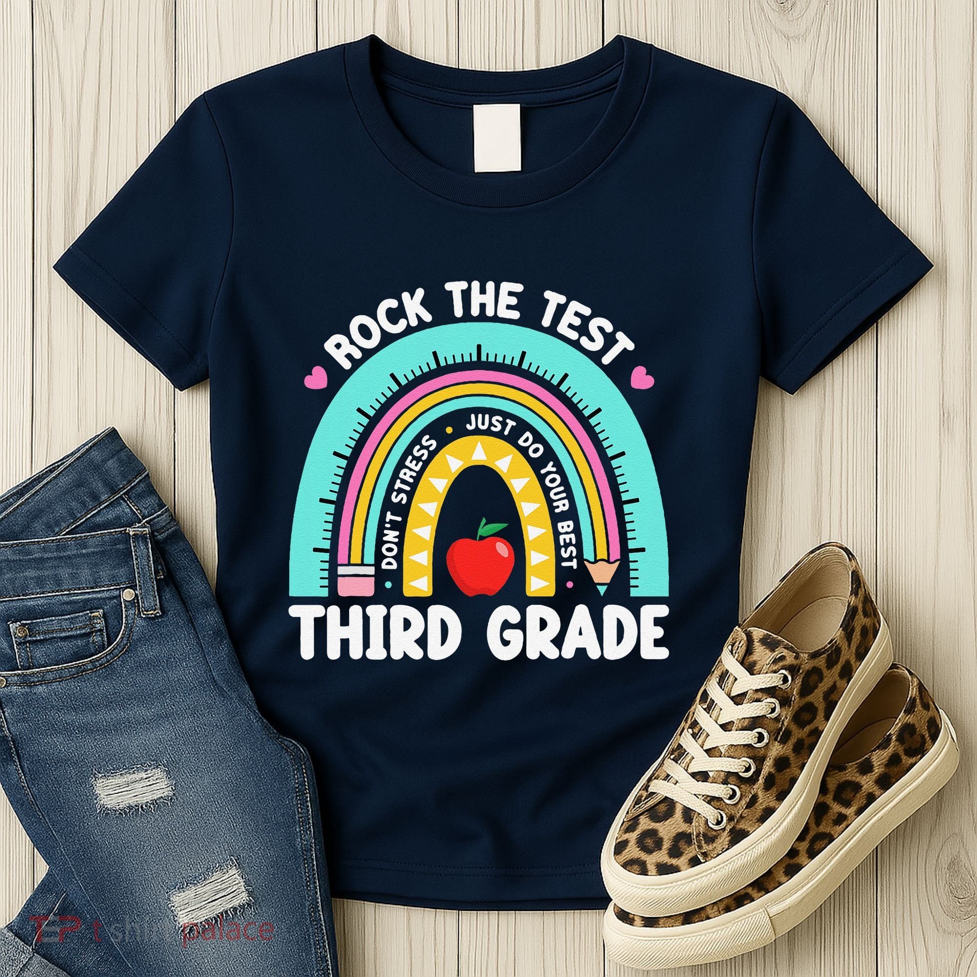 Rock The Test Day 3rd Grade Teacher Third Grade Testing Day Women's T-Shirt