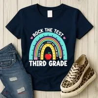 Rock The Test Day 3rd Grade Teacher Third Grade Testing Day Women's T-Shirt thumb 3