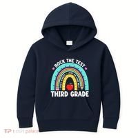 Rock The Test Day 3rd Grade Teacher Third Grade Testing Day Kids Hoodie thumb 0