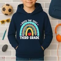 Rock The Test Day 3rd Grade Teacher Third Grade Testing Day Kids Hoodie thumb 2