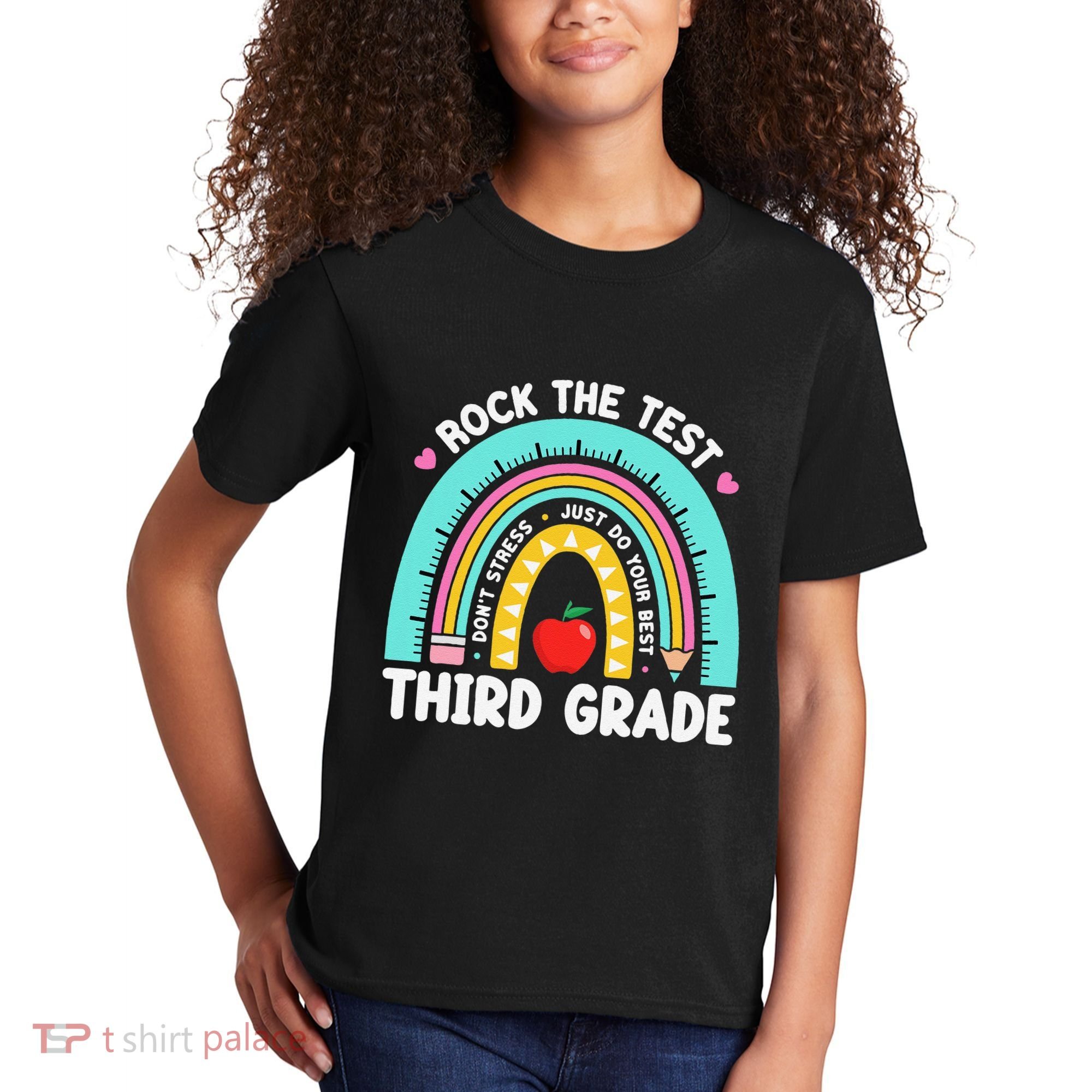 Rock The Test Day 3rd Grade Teacher Third Grade Testing Day Kids T-Shirt