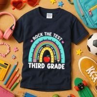 Rock The Test Day 3rd Grade Teacher Third Grade Testing Day Kids T-Shirt thumb 3