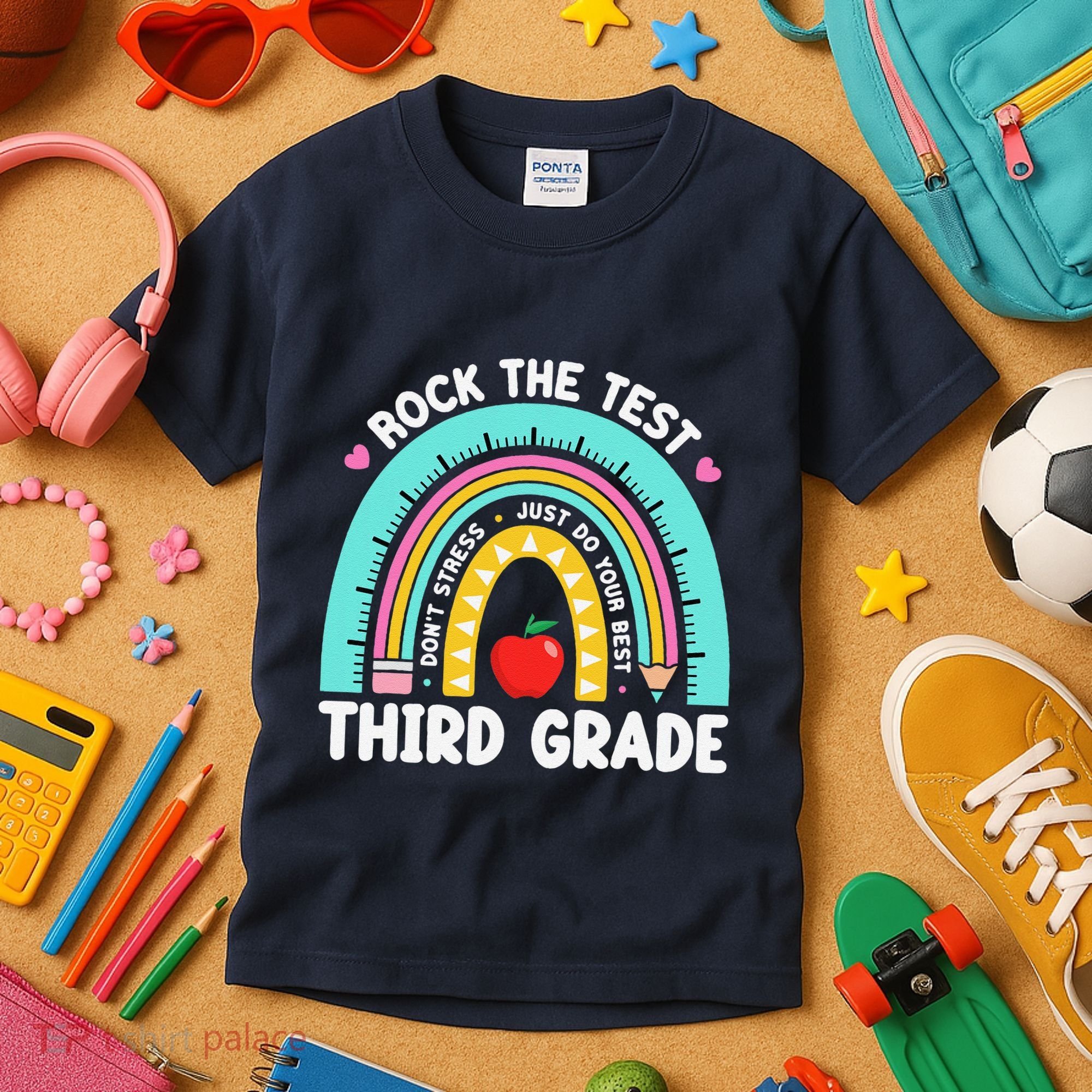 Rock The Test Day 3rd Grade Teacher Third Grade Testing Day Kids T-Shirt