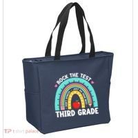 Rock The Test Day 3rd Grade Teacher Third Grade Testing Day Tote Bag thumb 2
