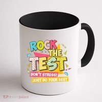 Rock The Test Day Motivational Retro Teachers Testing Day Coffee Mug thumb 1