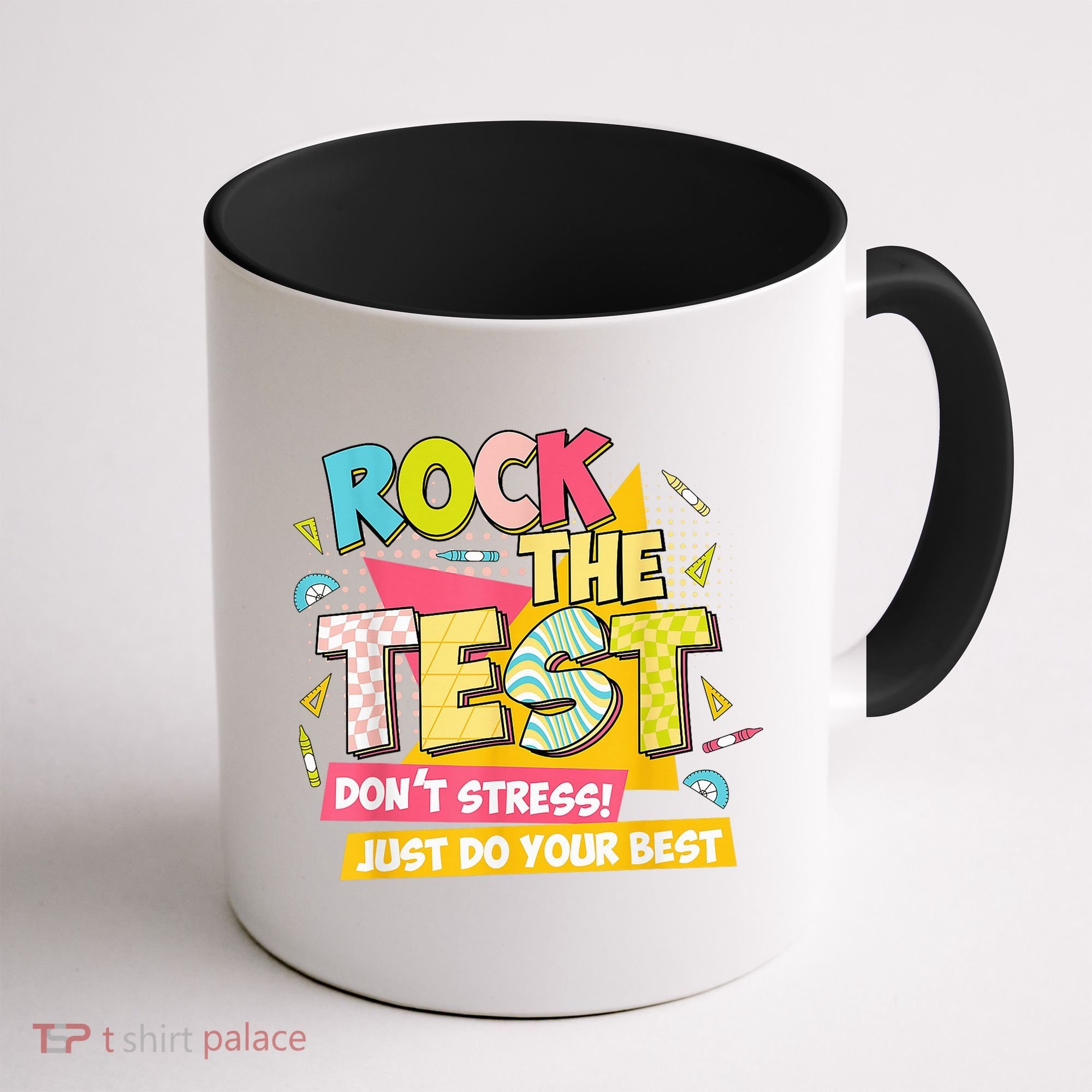 Rock The Test Day Motivational Retro Teachers Testing Day Coffee Mug