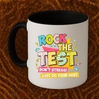 Rock The Test Day Motivational Retro Teachers Testing Day Coffee Mug thumb 2