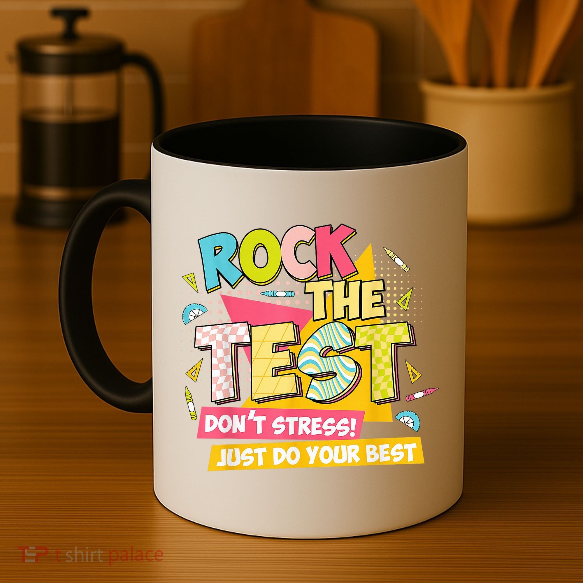 Rock The Test Day Motivational Retro Teachers Testing Day Coffee Mug
