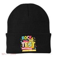 Rock The Test Day Motivational Retro Teachers Testing Day Beanie thumb 0