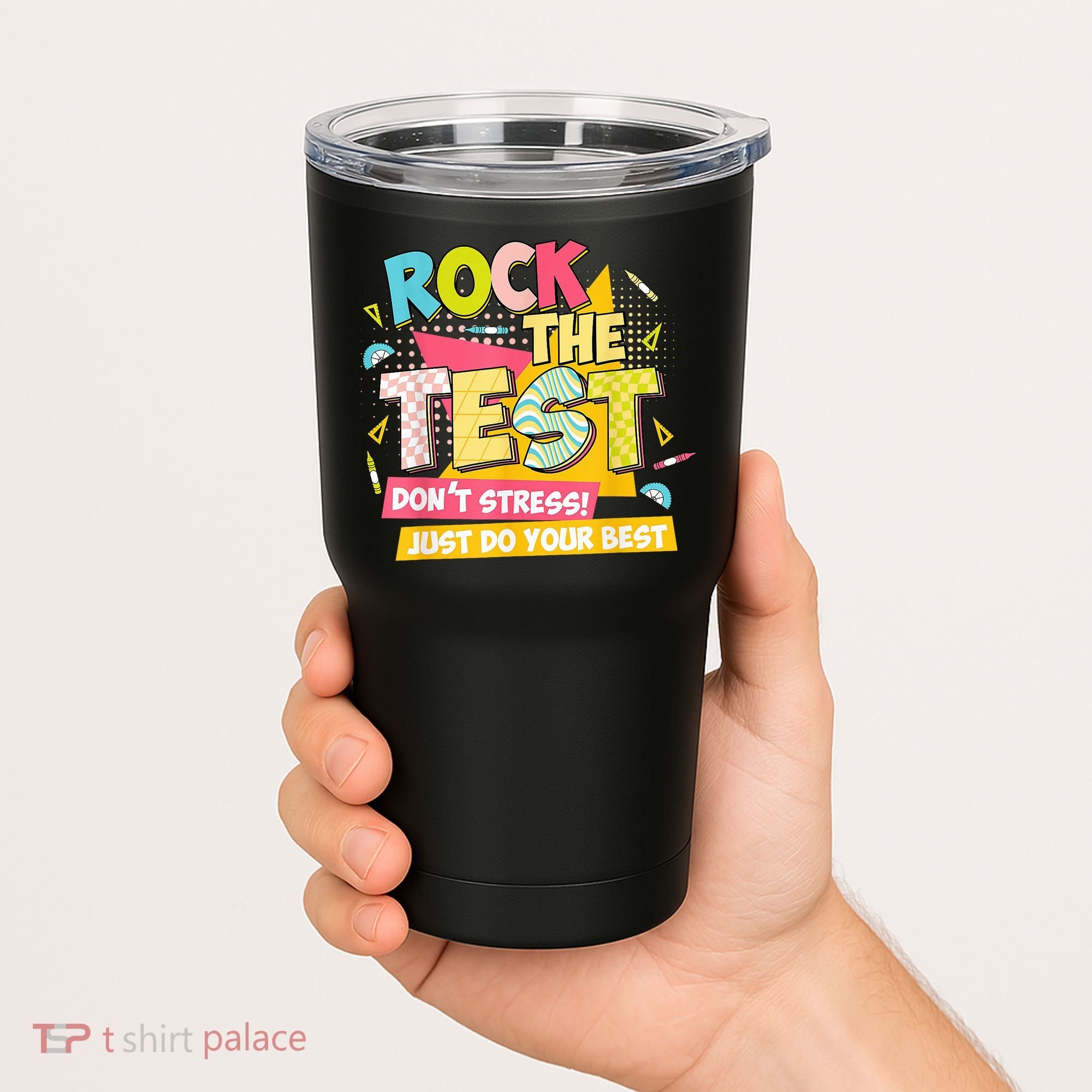 Rock The Test Day Motivational Retro Teachers Testing Day Tumbler