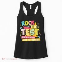 Rock The Test Day Motivational Retro Teachers Testing Day Women's Tank Top thumb 0