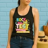 Rock The Test Day Motivational Retro Teachers Testing Day Women's Tank Top thumb 2