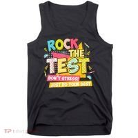 Rock The Test Day Motivational Retro Teachers Testing Day Tank Top thumb 0
