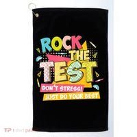 Rock The Test Day Motivational Retro Teachers Testing Day Golf Towel thumb 0