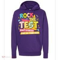 Rock The Test Day Motivational Retro Teachers Testing Day Hoodie thumb 0