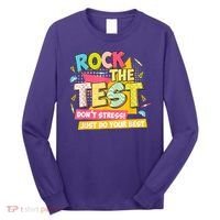 Rock The Test Day Motivational Retro Teachers Testing Day Long Sleeve Shirt thumb 0