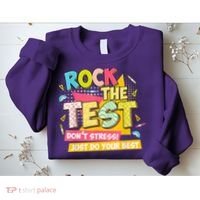 Rock The Test Day Motivational Retro Teachers Testing Day Sweatshirt thumb 2