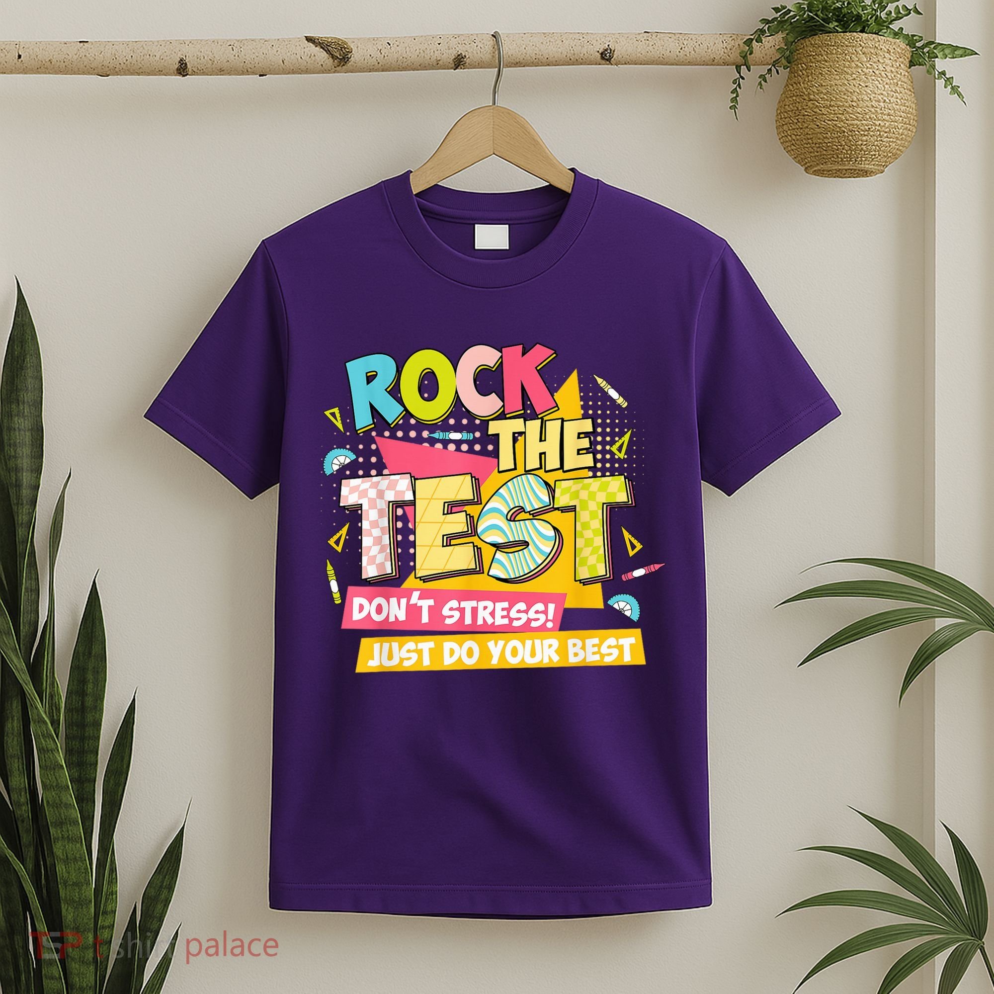 Rock The Test Day Motivational Retro Teachers Testing Day T-Shirt