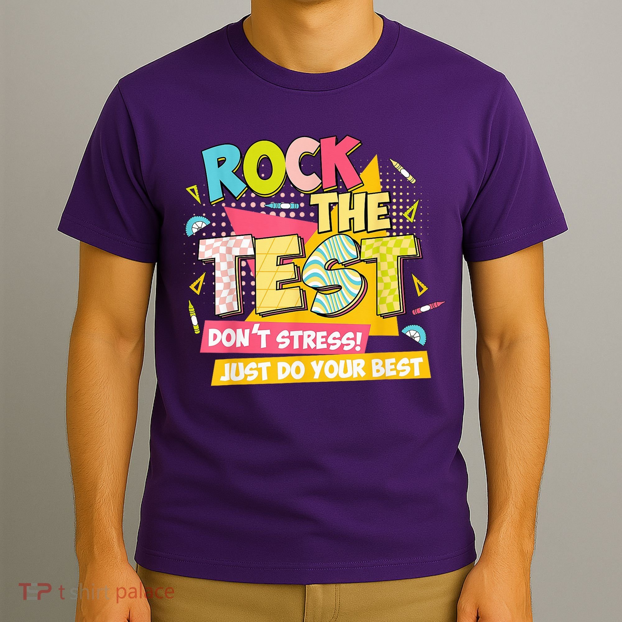 Rock The Test Day Motivational Retro Teachers Testing Day T-Shirt