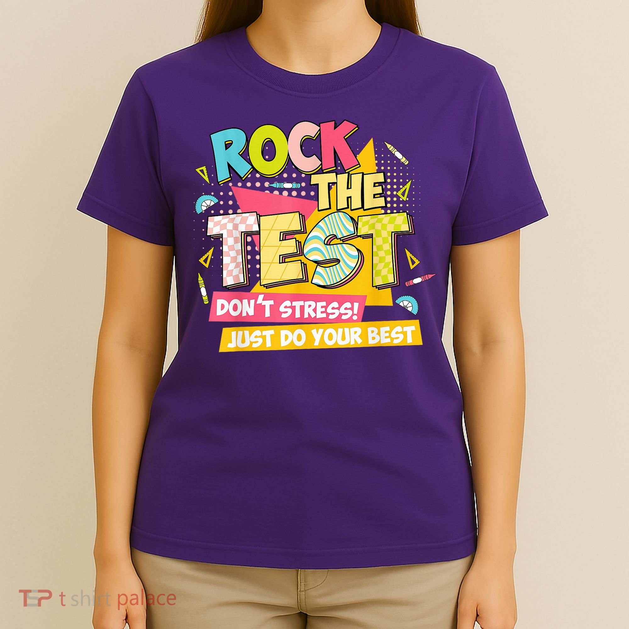 Rock The Test Day Motivational Retro Teachers Testing Day T-Shirt