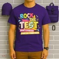 Rock The Test Day Motivational Retro Teachers Testing Day T-Shirt thumb 6