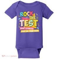 Rock The Test Day Motivational Retro Teachers Testing Day Baby Bodysuit thumb 0