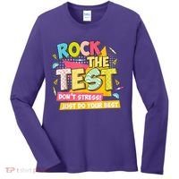 Rock The Test Day Motivational Retro Teachers Testing Day Women's Long Sleeve Shirt thumb 0