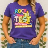 Rock The Test Day Motivational Retro Teachers Testing Day Women's T-Shirt thumb 2