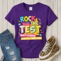 Rock The Test Day Motivational Retro Teachers Testing Day Women's T-Shirt thumb 3
