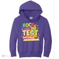 Rock The Test Day Motivational Retro Teachers Testing Day Kids Hoodie thumb 0