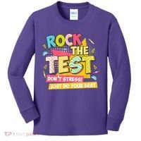 Rock The Test Day Motivational Retro Teachers Testing Day Kids Long Sleeve Shirt thumb 0