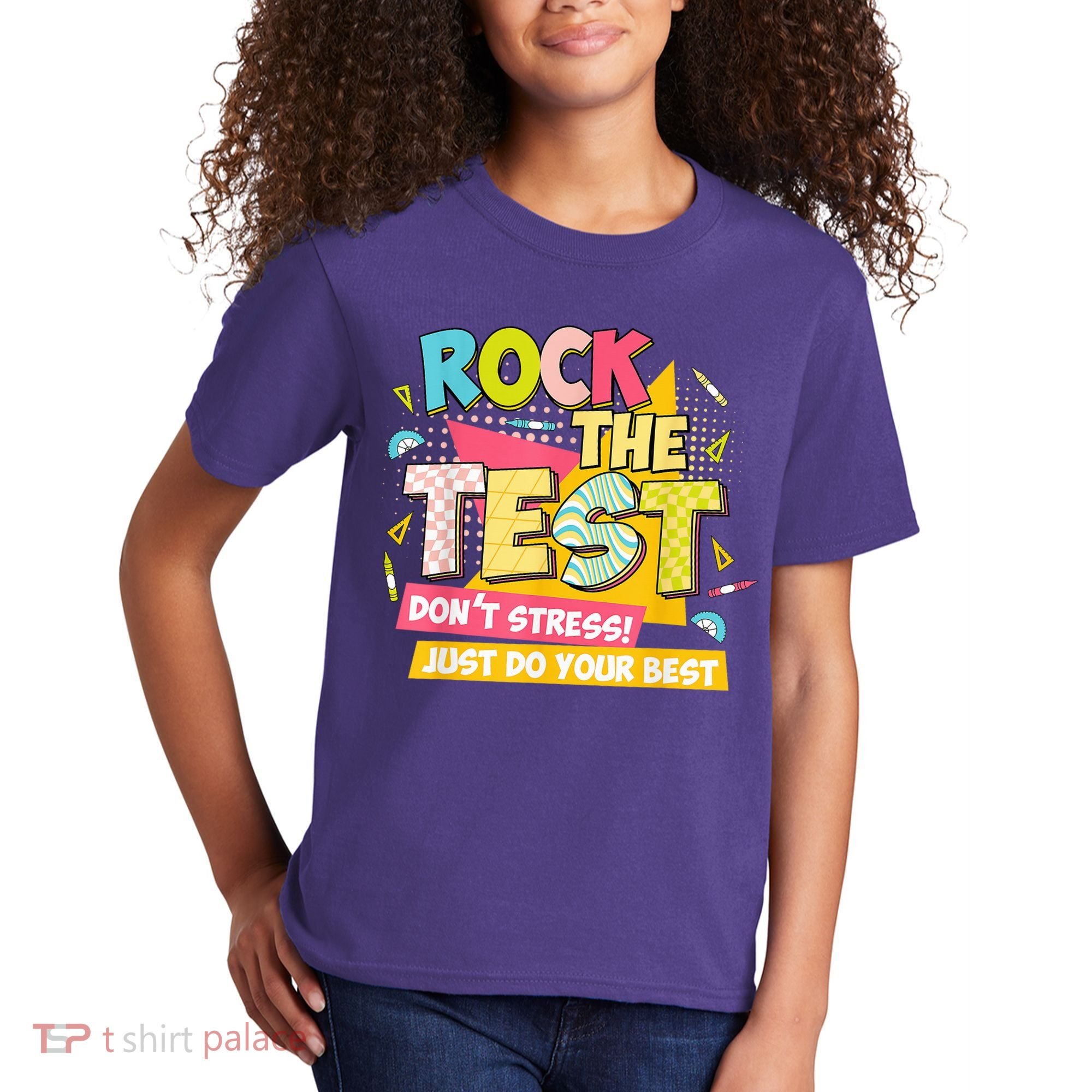 Rock The Test Day Motivational Retro Teachers Testing Day Kids T-Shirt