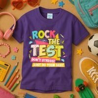 Rock The Test Day Motivational Retro Teachers Testing Day Kids T-Shirt thumb 3