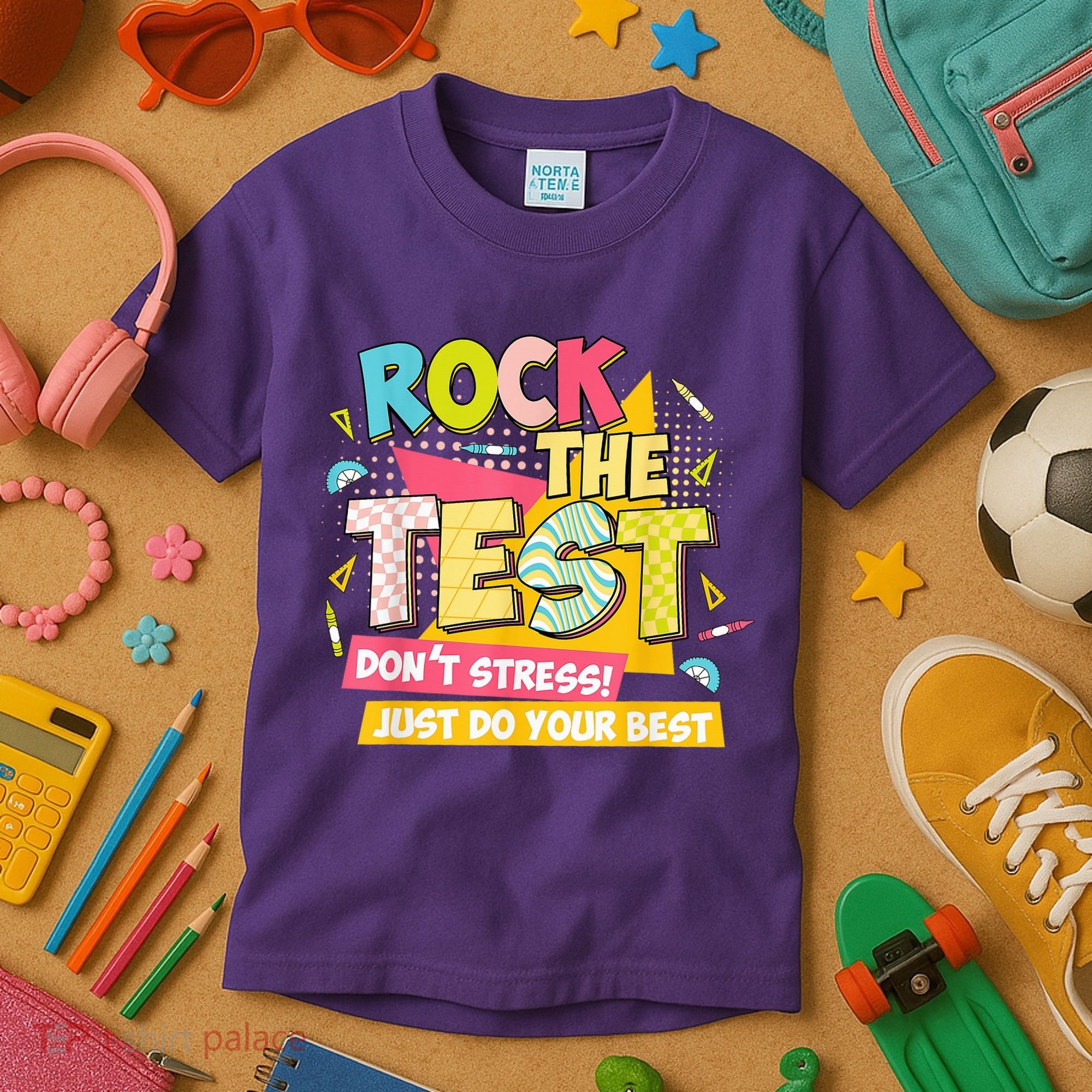 Rock The Test Day Motivational Retro Teachers Testing Day Kids T-Shirt