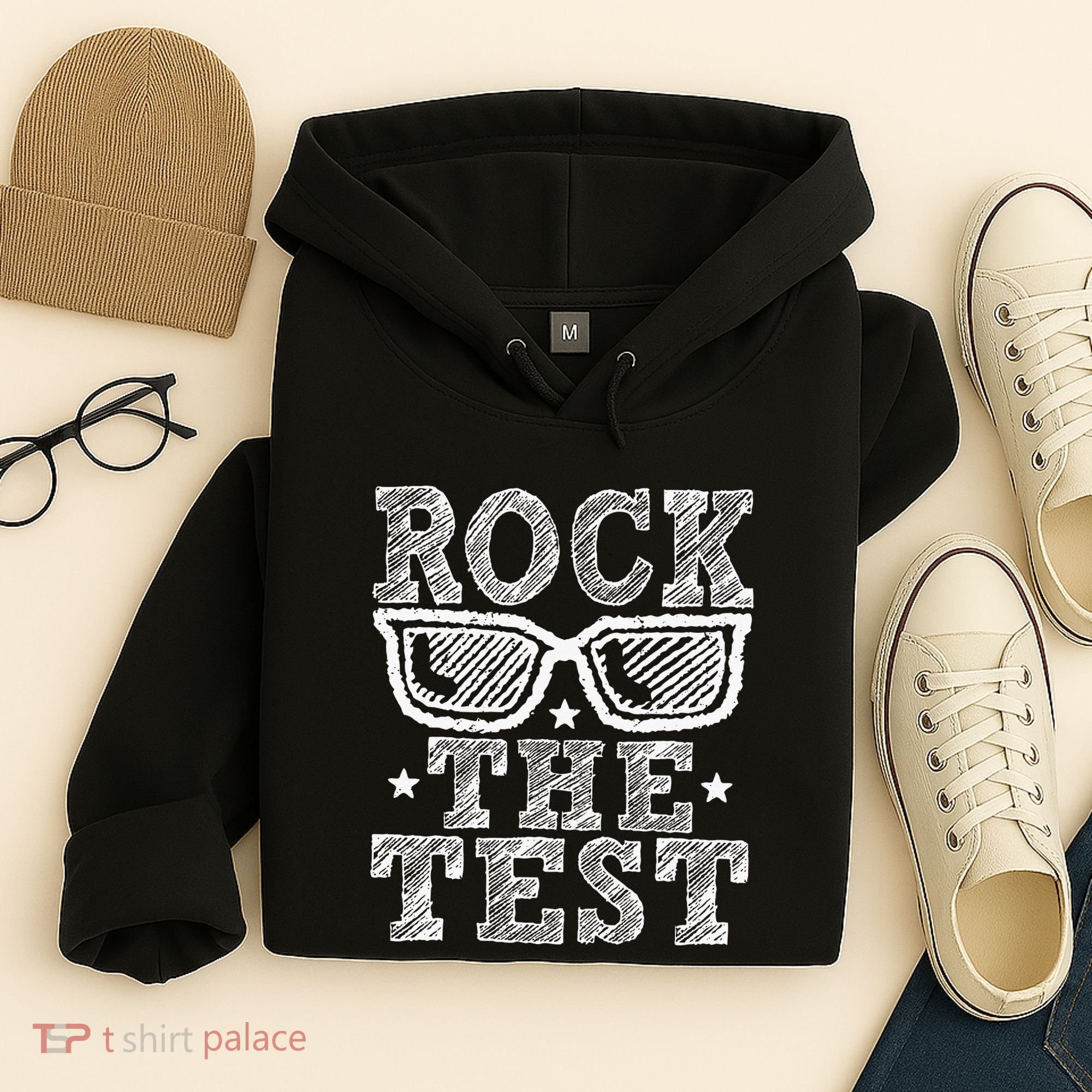 Rock The Test Testing Day Retro Motivational Teacher Hoodie